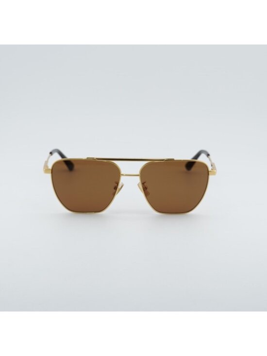 Bottega Veneta BV1236S 002 Sunglasses Gold Aviator Frame, Brown Lenses main image 6